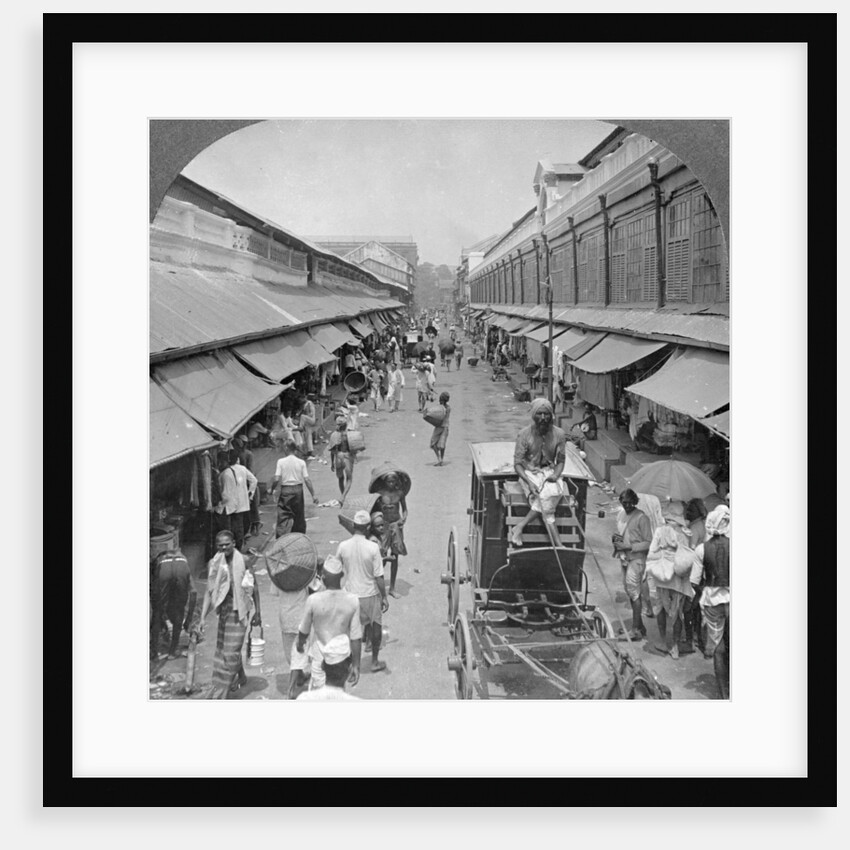 One of the chief native market streets, Rangoon, Burma by Stereo Travel Co
