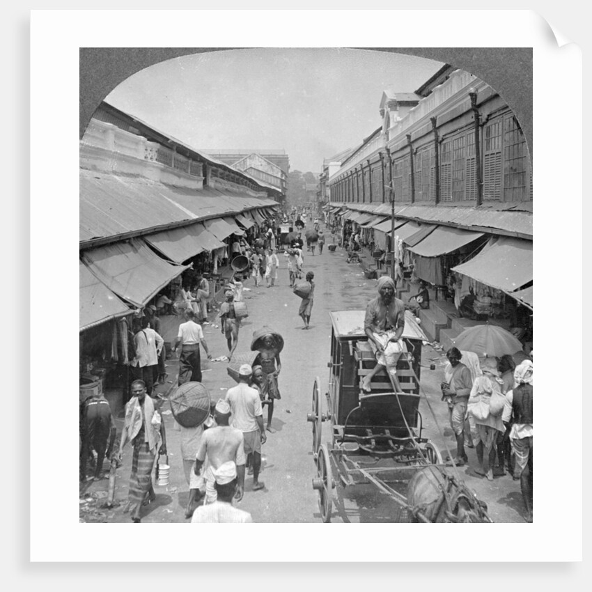 One of the chief native market streets, Rangoon, Burma by Stereo Travel Co