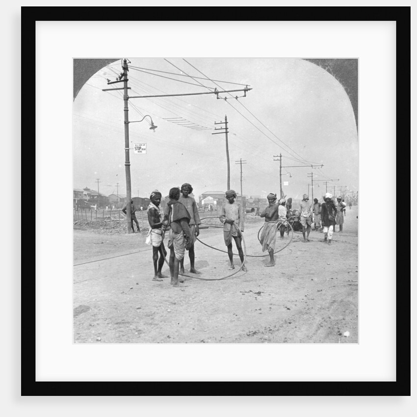 Men about to draw a heavy load, Rangoon, Burma by Stereo Travel Co