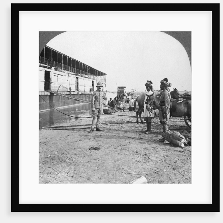 English officer and native soldiers, Bhamo, Burma by Stereo Travel Co