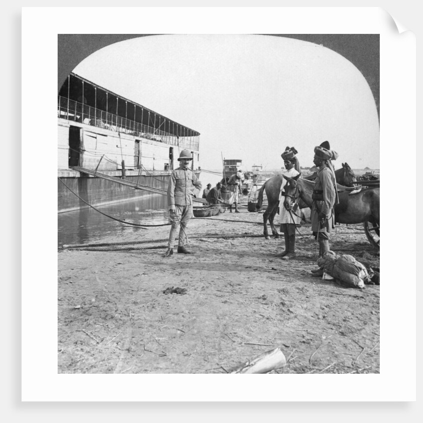 English officer and native soldiers, Bhamo, Burma by Stereo Travel Co