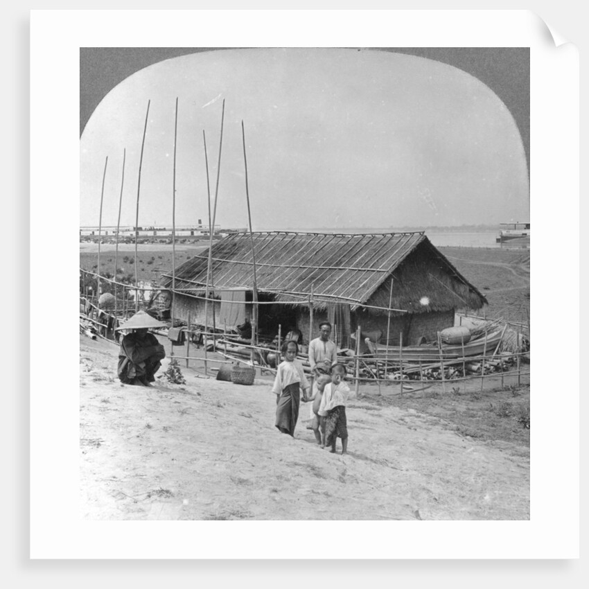 House built of bamboo on rafts, Bhamo, Burma by Stereo Travel Co