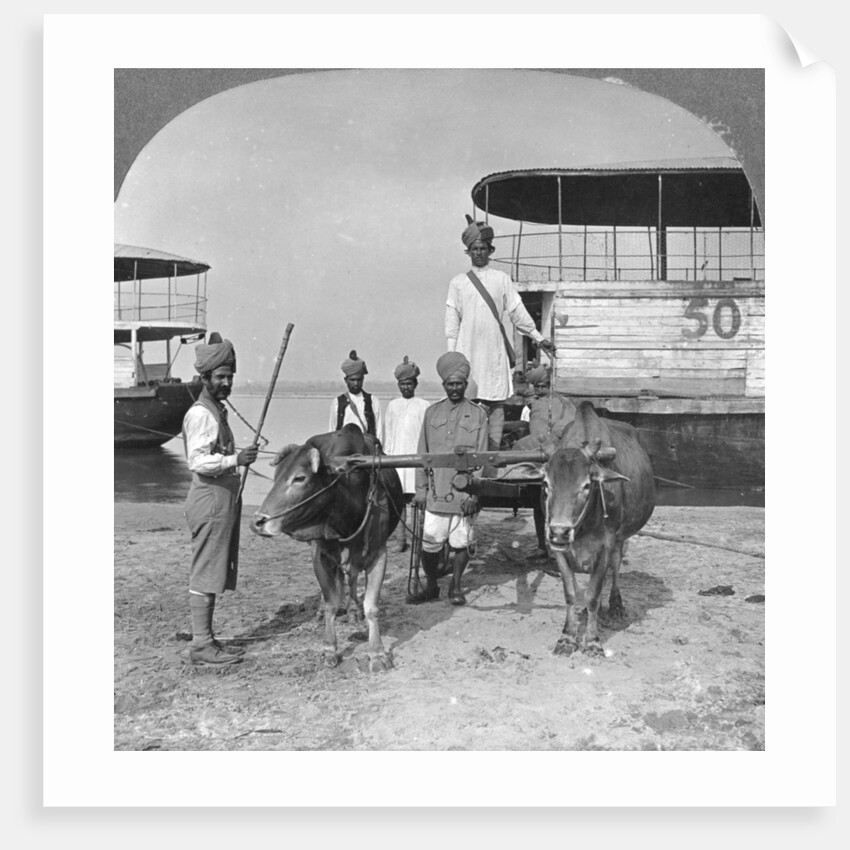 Military transport cart with an escort of Indian soldiers, Burma by Stereo Travel Co