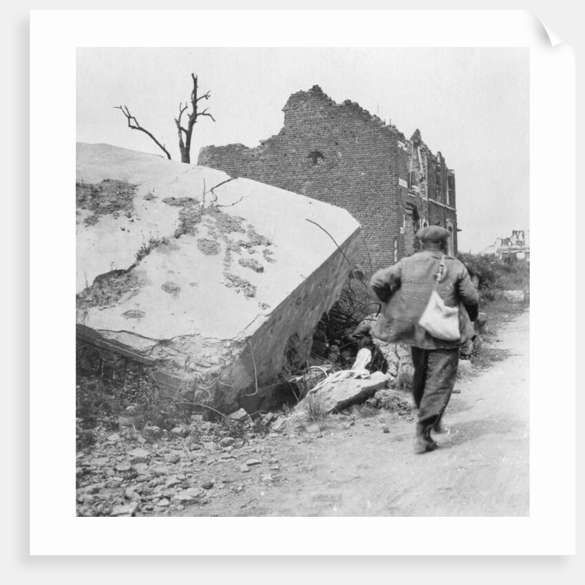 Blockhouse destroyed by a mine, Lomme, near Armentières, France, World War I by Nightingale & Co