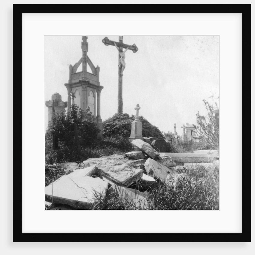 Damaged graves, old communal cemetery, Ypres, Belgium, World War I by Nightingale & Co