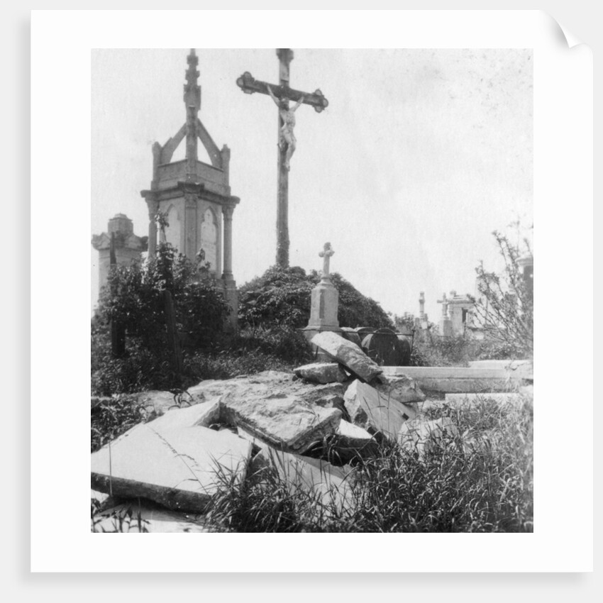 Damaged graves, old communal cemetery, Ypres, Belgium, World War I by Nightingale & Co
