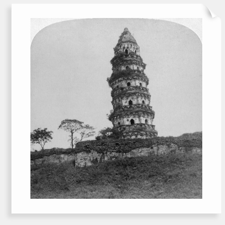 Tiger Hill Pagoda, the 'Leaning Tower', of Soo-Chow by Underwood & Underwood