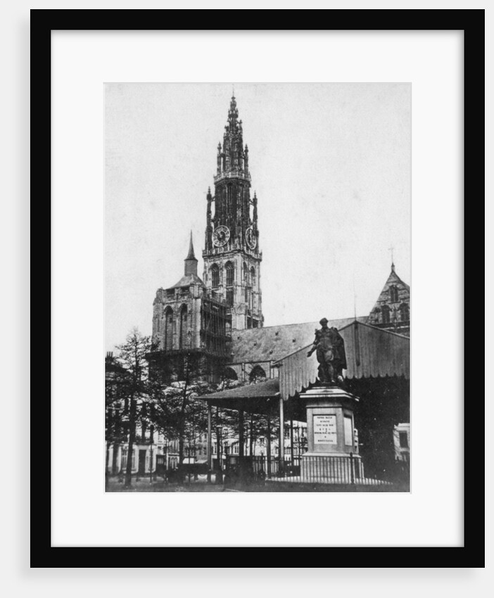 Antwerp Cathedral and statue of the artist Peter Paul Rubens, Belgium by Anonymous