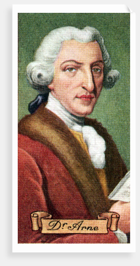 Dr. Arne, upholsterer and composer, taken from a series of cigarette cards by Anonymous