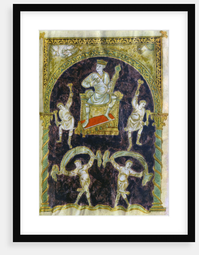 King David enthroned, dancers, end of 9th century (890-900), Abbey of St Gall by Anonymous