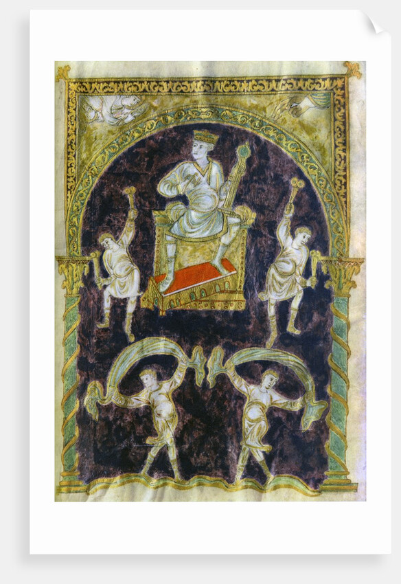 King David enthroned, dancers, end of 9th century (890-900), Abbey of St Gall by Anonymous