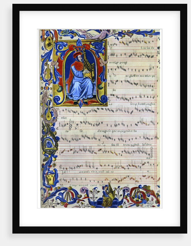 Francesco Landino playing a portative organ by Anonymous