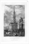 St Martin's Church from Charing Cross, London by J Woods