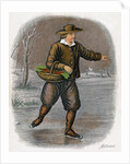 Dutch Man Skating with a Basket of Vegatables by W Dickes
