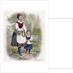 Two German Girls with Baskets of Flowers by W Dickes