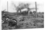 Allied troops and German prisoners at the Menin Road, near Ypres, Belgium by Anonymous