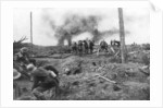 Allied troops and German prisoners at the Menin Road, near Ypres, Belgium by Anonymous