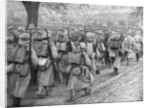 Relief French infantry passing a line of prisoners, Plessis-de-Roye, Picardy, France by Anonymous
