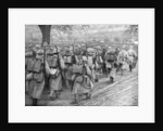 Relief French infantry passing a line of prisoners, Plessis-de-Roye, Picardy, France by Anonymous