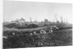 French infantry establishing fallback positions in front of a ruined farm, Picardy, France by Anonymous