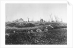French infantry establishing fallback positions in front of a ruined farm, Picardy, France by Anonymous