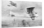Three-seated aeroplane on a photographic mission, protected by a Spad fighter aircraft by Etienne Cournault