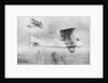 Three-seated aeroplane on a photographic mission, protected by a Spad fighter aircraft by Etienne Cournault