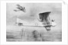 Three-seated aeroplane on a photographic mission, protected by a Spad fighter aircraft by Etienne Cournault