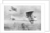 Three-seated aeroplane on a photographic mission, protected by a Spad fighter aircraft by Etienne Cournault