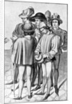 Men wearing favours in their hats by Anonymous