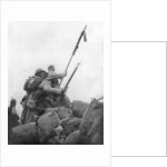 French troops with their regimental flag, the 2nd Battle of Champagne, France by Anonymous