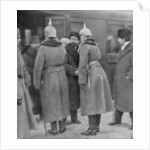 Leon Trotsky arriving for peace negotiations with the Germans, Brest-Litovsk by Anonymous