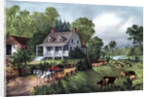 American Homestead in Summer by Currier and Ives