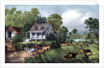 American Homestead in Summer by Currier and Ives