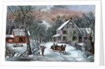 American Homestead in Winter by Currier and Ives