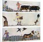 Ploughing, sowing, and harrowing, c1300-1340, (c1900-1920) by Anonymous