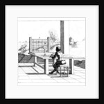 Figure practising perspective drawing by Anonymous