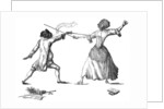 Mlle la Chevaliere d'Eon de Beaumont fencing at Carlton House, 9th April 1787 by Anonymous