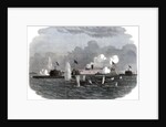 The iron-clad frigate, new ironsides, and two Ericsson batteries going into action at Charleston by Anonymous