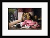 Caged Lion with sleeping woman by Anonymous