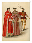 Two peers in their robes, and a halberdier by Anonymous
