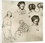 A page of sketches by Rembrandt Harmensz van Rijn
