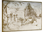 A farmyard scene by Rembrandt Harmensz van Rijn