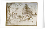 A farmyard scene by Rembrandt Harmensz van Rijn