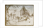 A farmyard scene by Rembrandt Harmensz van Rijn