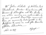Certificate for the election of Mr John Nichols to the Society of Antiquaries by Richard Gough