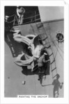 Painting the anchor of the aircraft carrier HMS Courageous by Anonymous