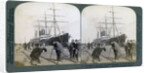 Greeting for newcomers on the pier alongside the Pacific Mail SS China by Underwood & Underwood