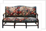 Settee, belonging to a suite of Chippendale furniture covered in an 18th-century tapestry by Anonymous