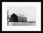 A Zeppelin entering its floating shed, c 1900 by Anonymous